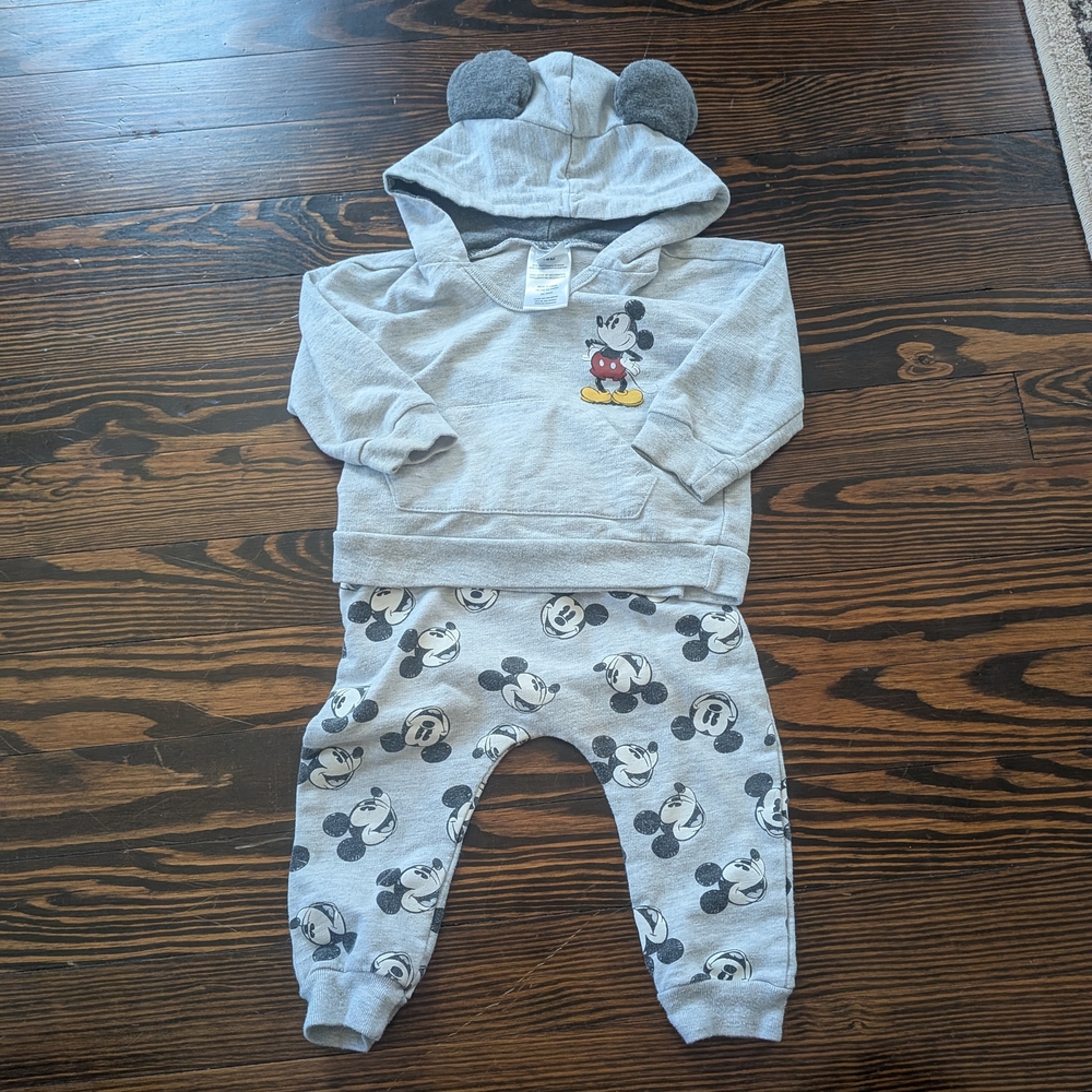 Gray Mickey Mouse Matching Outfit Sweatshirt 18 Months
